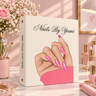 Elegant Stylish Pink Nails Artist Beauty Salon Binder