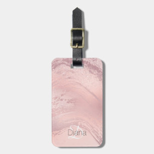 Elegant stylish pink rose gold glitter marble luggage tag