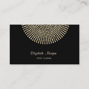 Elegant Stylish Professional,Black,Gold Dots Business Card