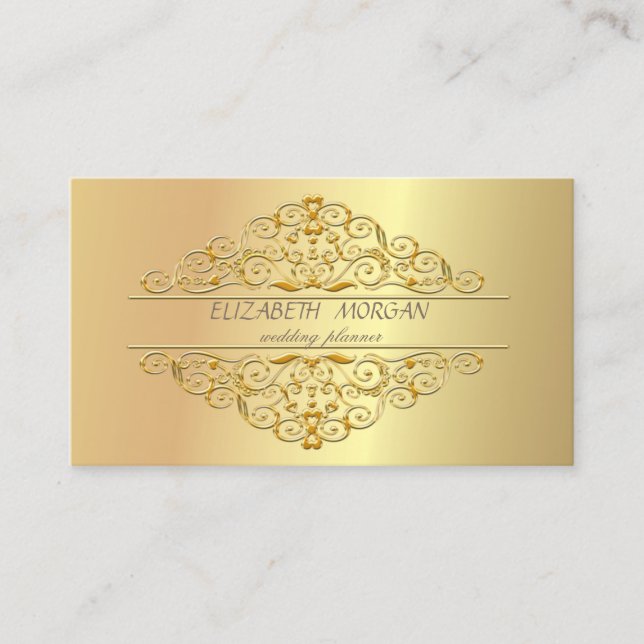 Elegant Stylish Professional ,Faux Gold Frame Business Card (Front)