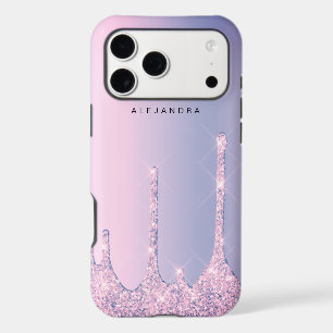 Elegant stylish purple glitter drips