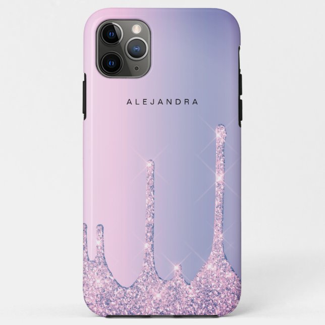 Elegant stylish purple glitter drips Case-Mate iPhone case (Back)