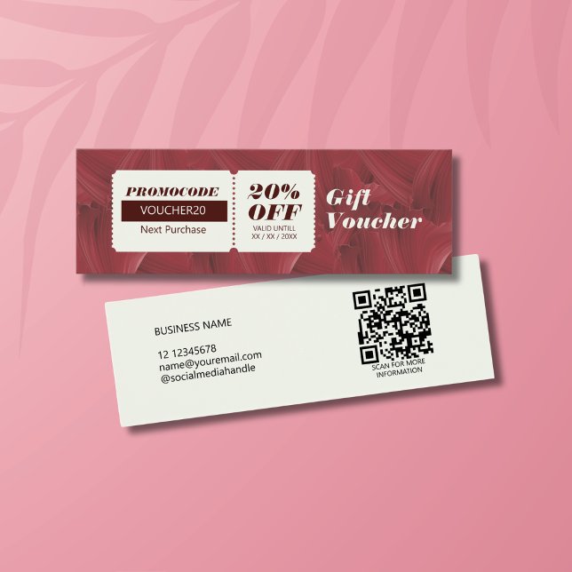 Elegant Stylish Red Abstract Pattern Discount Card (Creator Uploaded)