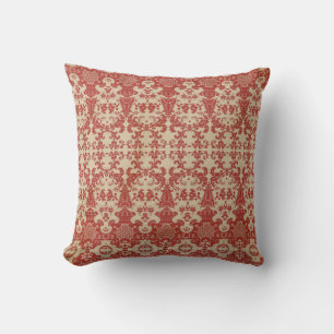 Elegant stylish red damask inspired pattern   throw pillow