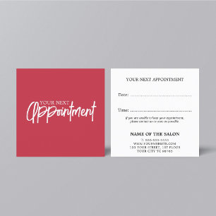 Elegant Stylish Red White Beauty Salon Appointment Card