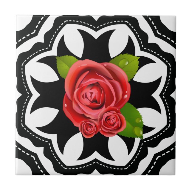 Elegant Stylish Romantic Floral Modern Pattern Tile (Front)
