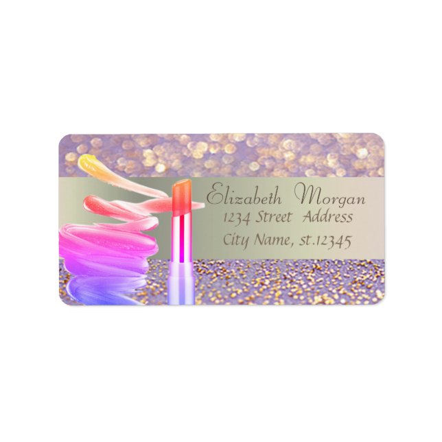 Elegant Stylish Romantic,Glitter Bokeh,Lipstick Label (Front)