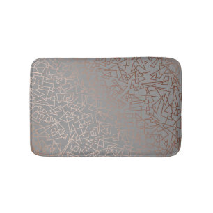 Elegant stylish rose gold geometric pattern grey bath mat