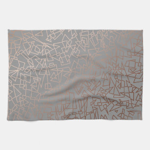 Elegant stylish rose gold geometric pattern grey kitchen towel