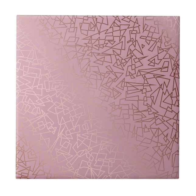 Elegant stylish rose gold geometric pattern pink tile (Front)