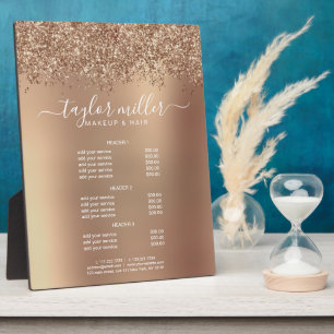 Elegant stylish rose gold glitter makeup & hair  plaque