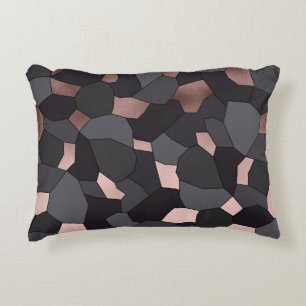 Elegant stylish rose gold grey and black mosaic accent pillow