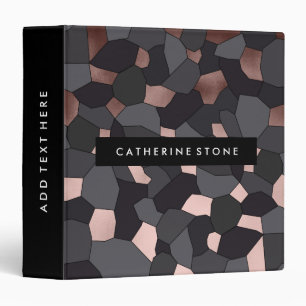 Elegant stylish rose gold grey and black mosaic binder