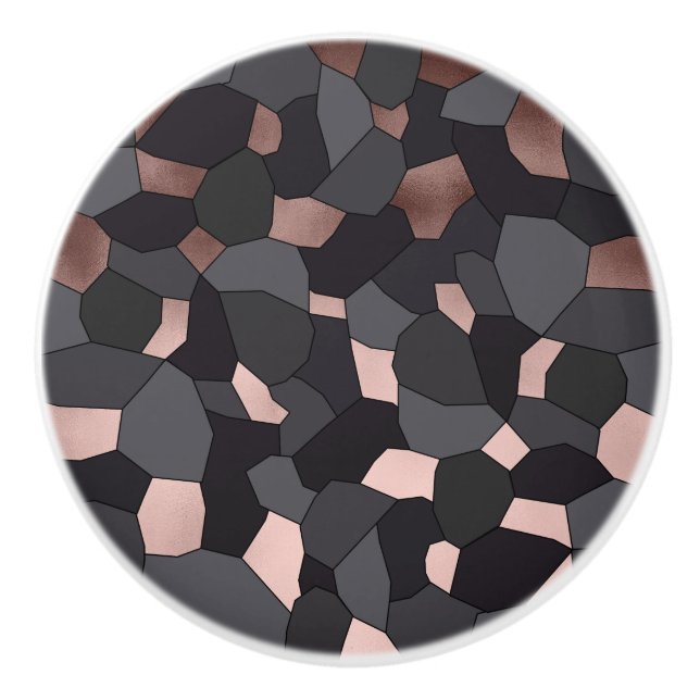 Elegant stylish rose gold grey and black mosaic ceramic knob (Front)