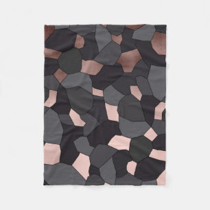 Elegant stylish rose gold grey and black mosaic fleece blanket