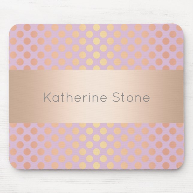 Elegant stylish rose gold polka dots pattern pink mouse pad (Front)