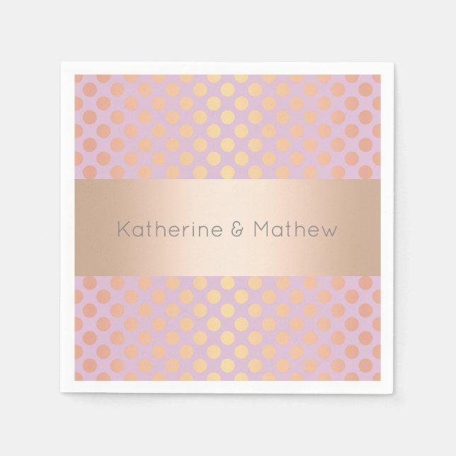 Elegant stylish rose gold polka dots pattern pink napkin (Front)