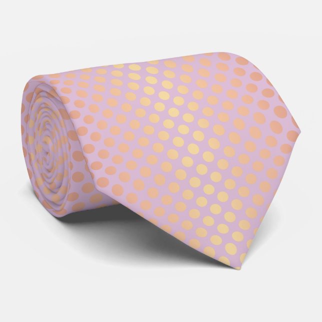 Elegant stylish rose gold polka dots pattern pink tie (Rolled)