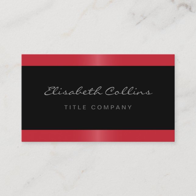 Elegant stylish satin red border black personal business card (Front)
