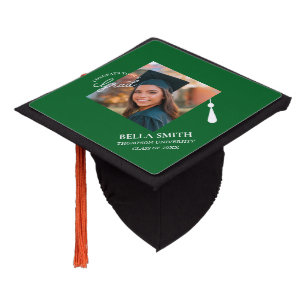 Elegant Stylish Script Custom Photo Graduation Cap Topper