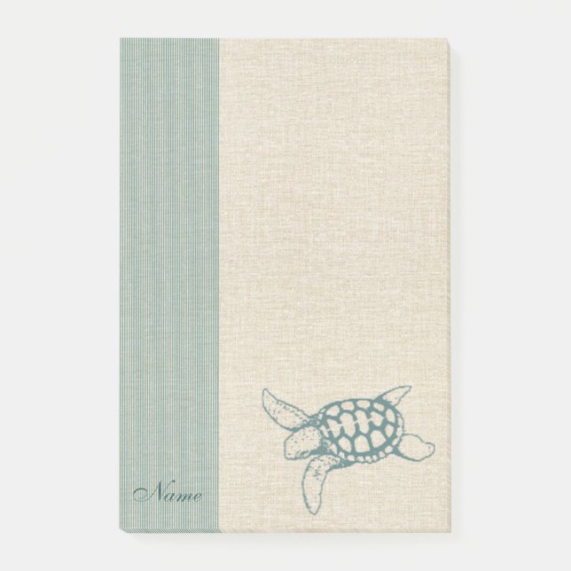 Elegant stylish sea turtle personalized post-it notes (Front)