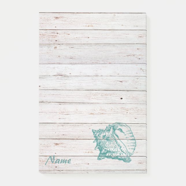 Elegant stylish seashell wood texture personalized post-it notes (Front)
