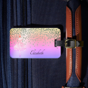 Elegant Stylish Shiny Diamonds Ballerina Ombre Luggage Tag