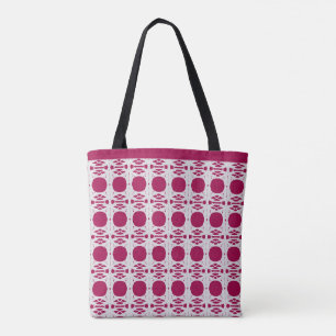 Elegant Stylish Silver & Burgundy Oval Pattern Tote Bag