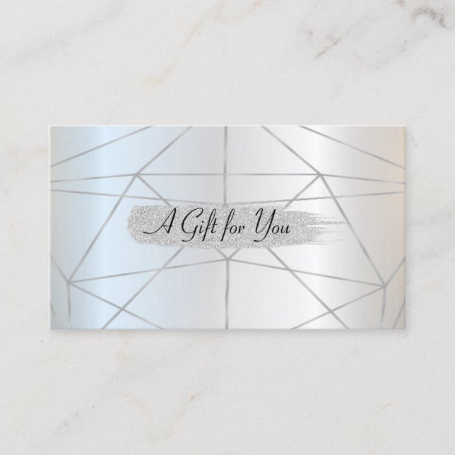 Elegant Stylish Silver, Geometric, Stripes Discount Card (Front)