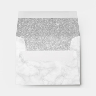 Elegant stylish silver glitter white marble  envelope