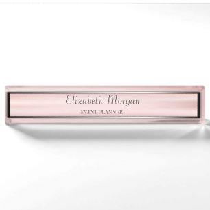 Elegant Stylish Silver, Pink,Frame Stripe Nameplate