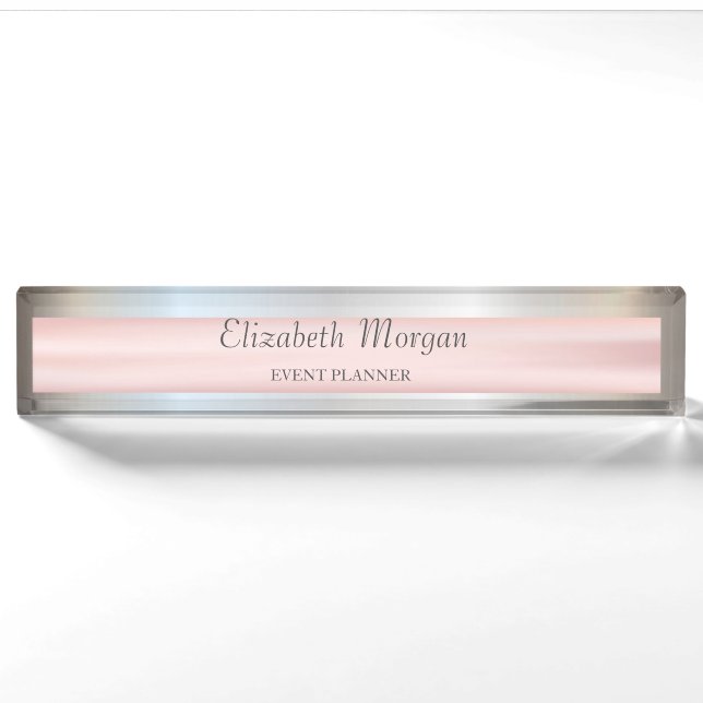 Elegant Stylish Silver, Stripe Nameplate (Front)