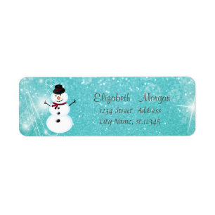 Elegant,Stylish Snowman,Blue Glitter