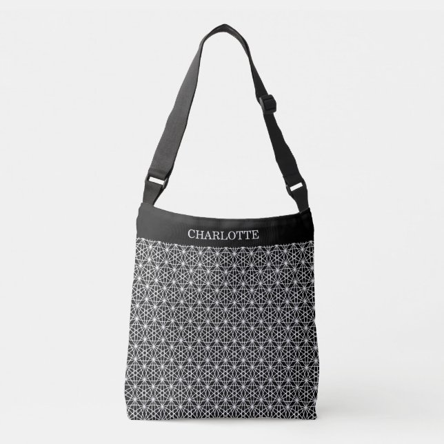 Elegant stylish star pattern in black and white crossbody bag (Front)