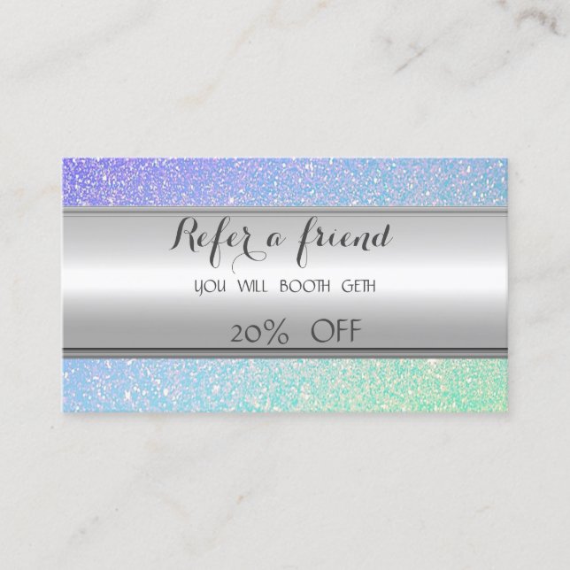 Elegant Stylish Striped,Glitter  Referral Card (Front)