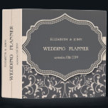 Elegant Stylish Swirls,Dots,Frame Wedding Binder<br><div class="desc">Elegant chic swirl and frame on black dotted background.</div>