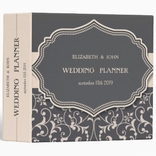 Elegant Stylish Swirls,Dots,Frame Wedding Binder