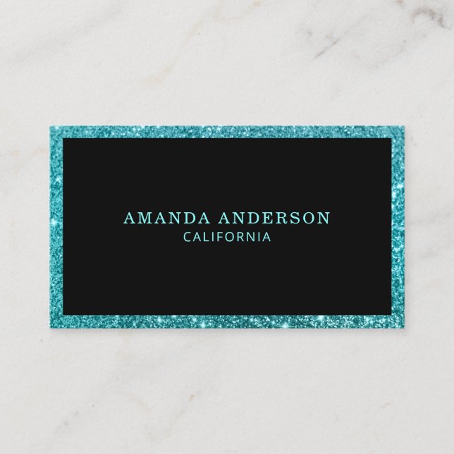 Elegant Stylish Teal Glitter Sparkle Business Card (Front)