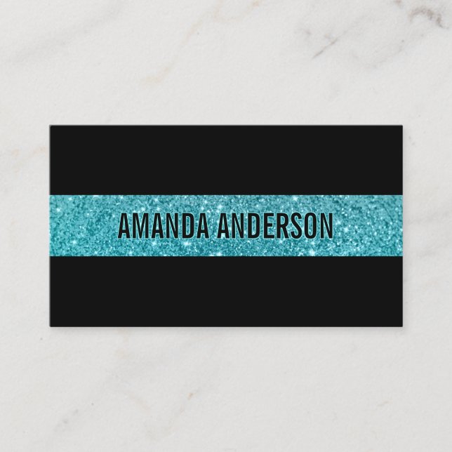 Elegant Stylish Teal Glitter Sparkle Business Card (Front)