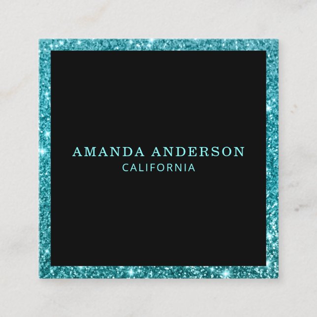 Elegant Stylish Teal Glitter Sparkle Business Card (Front)