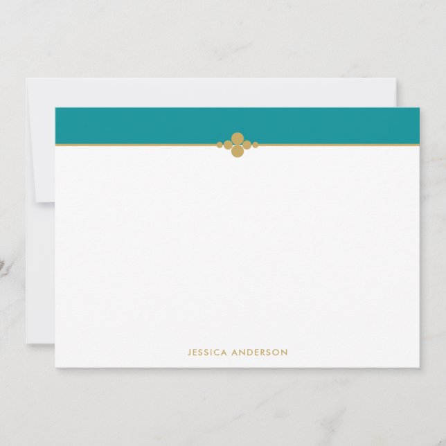 Elegant Stylish Teal Gold Personalized Card (Front)