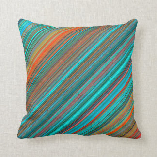 Elegant & Stylish Teal & Orange Stripe Pattern Throw Pillow