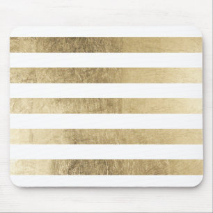 Elegant stylish trendy faux gold modern stripe mouse pad