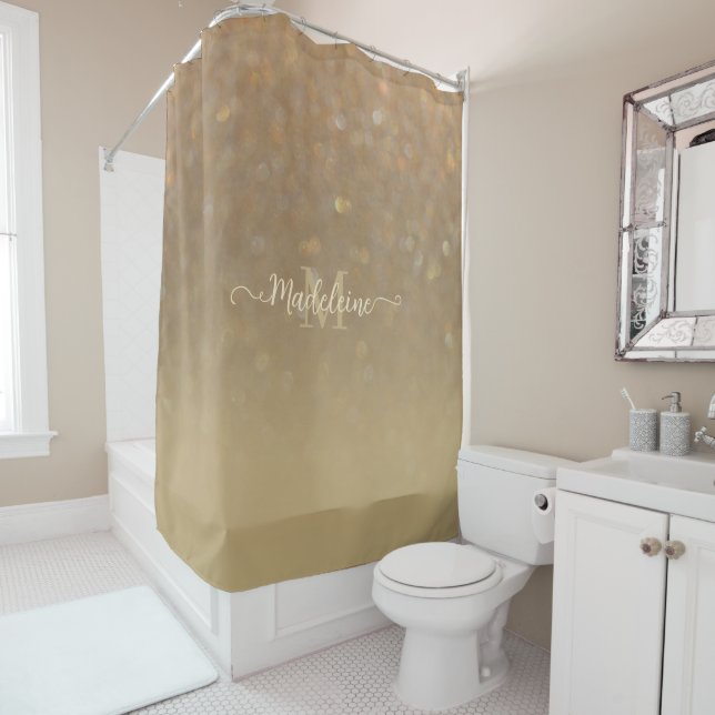 Elegant Stylish Trendy Gold Ombre Glitter Monogram (In Situ)