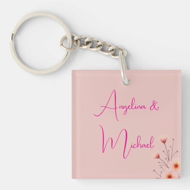 Elegant Stylish Trendy Handwriting Script Name Keychain (Front)