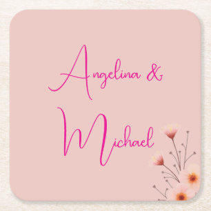 Elegant Stylish Trendy Handwriting Script Name Square Paper Coaster