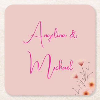 Elegant Stylish Trendy Handwriting Script Name Square Paper Coaster