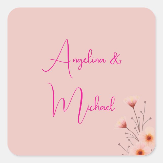 Elegant Stylish Trendy Handwriting Script Name Square Sticker (Front)