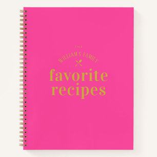 Elegant Stylish Trendy Pink and Gold Blank Recipe Notebook