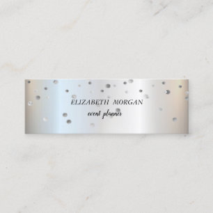 Elegant Stylish Trendy, Silver  Confetti Mini Business Card